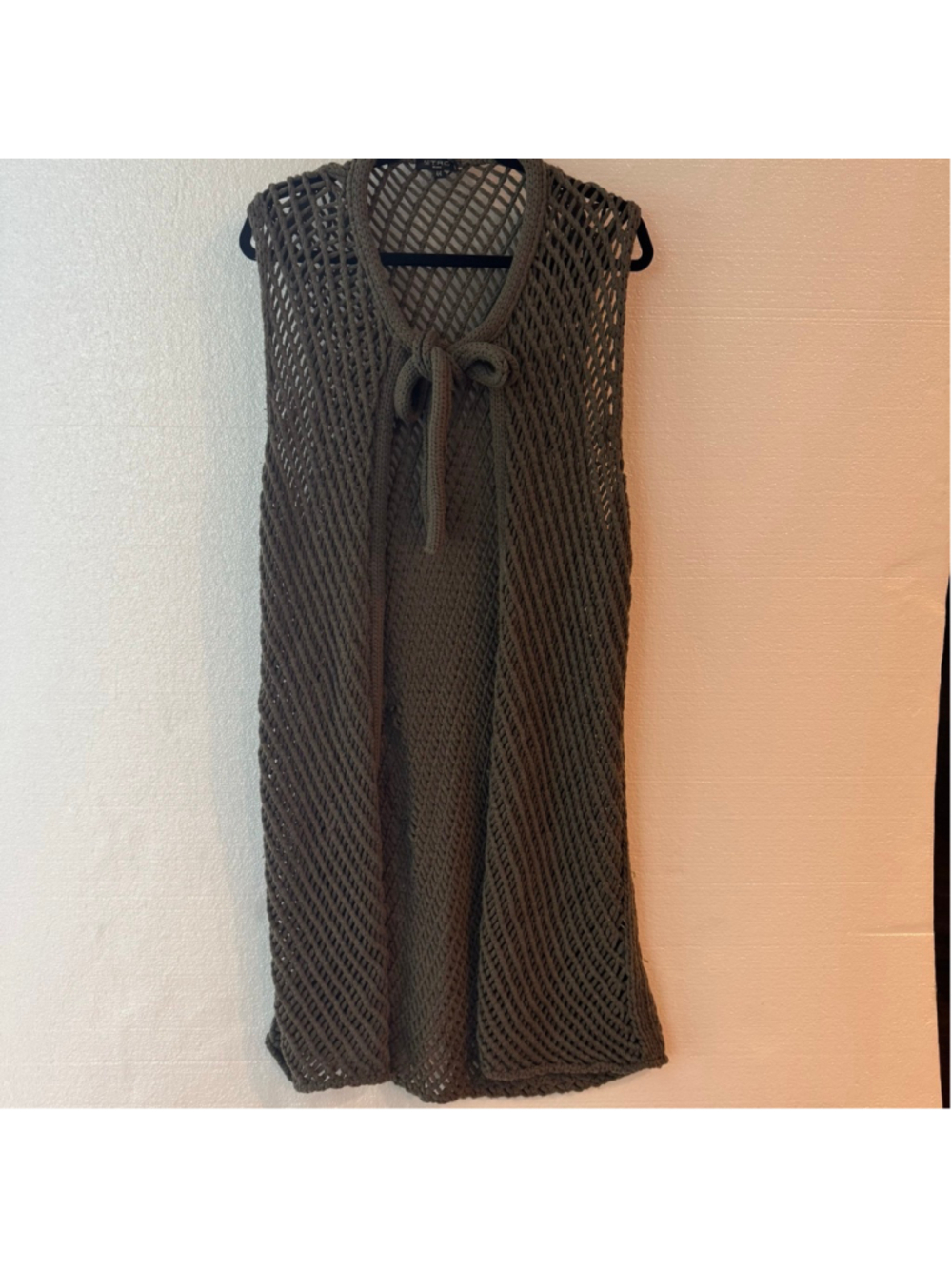 Etro Green Open Weave Chunky Knit Sleeveless Cardigan Vest Size 44 (US M)